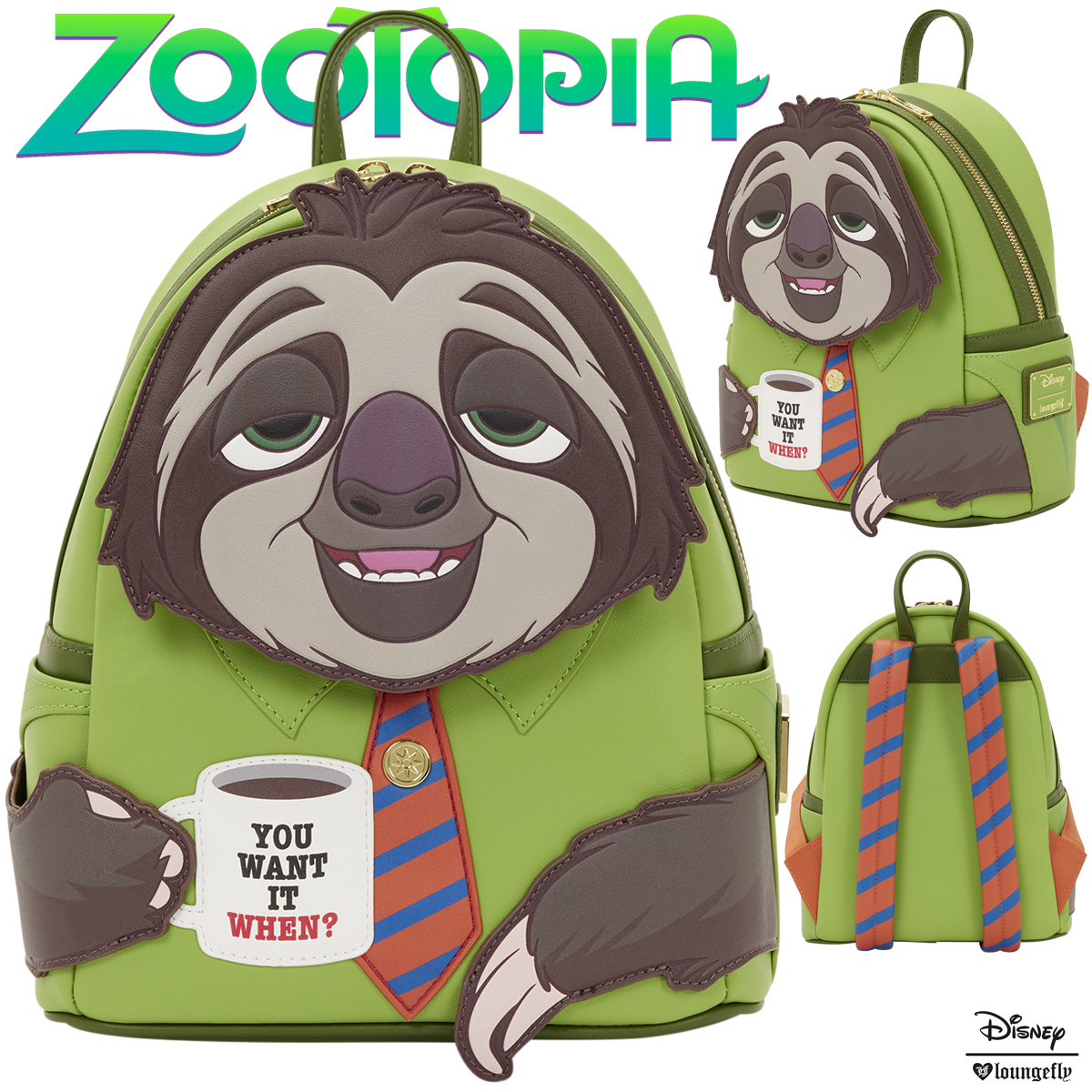 Mini-Mochila Bicho Preguiça Flash de Zootopia (Disney)