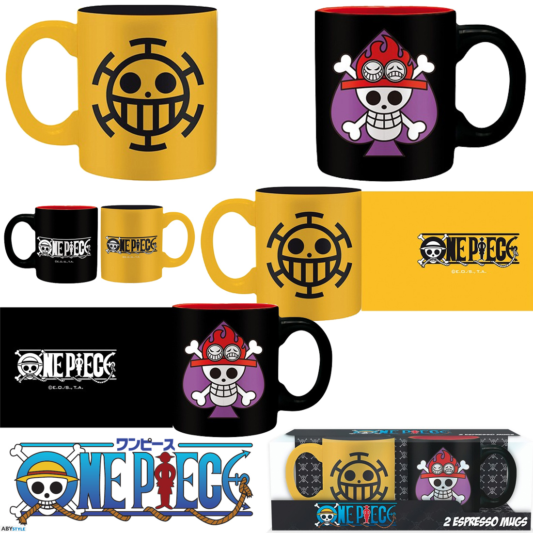 Canecas de Expresso One Piece: Trafalgar D. Water Law e Portgas D. Ace