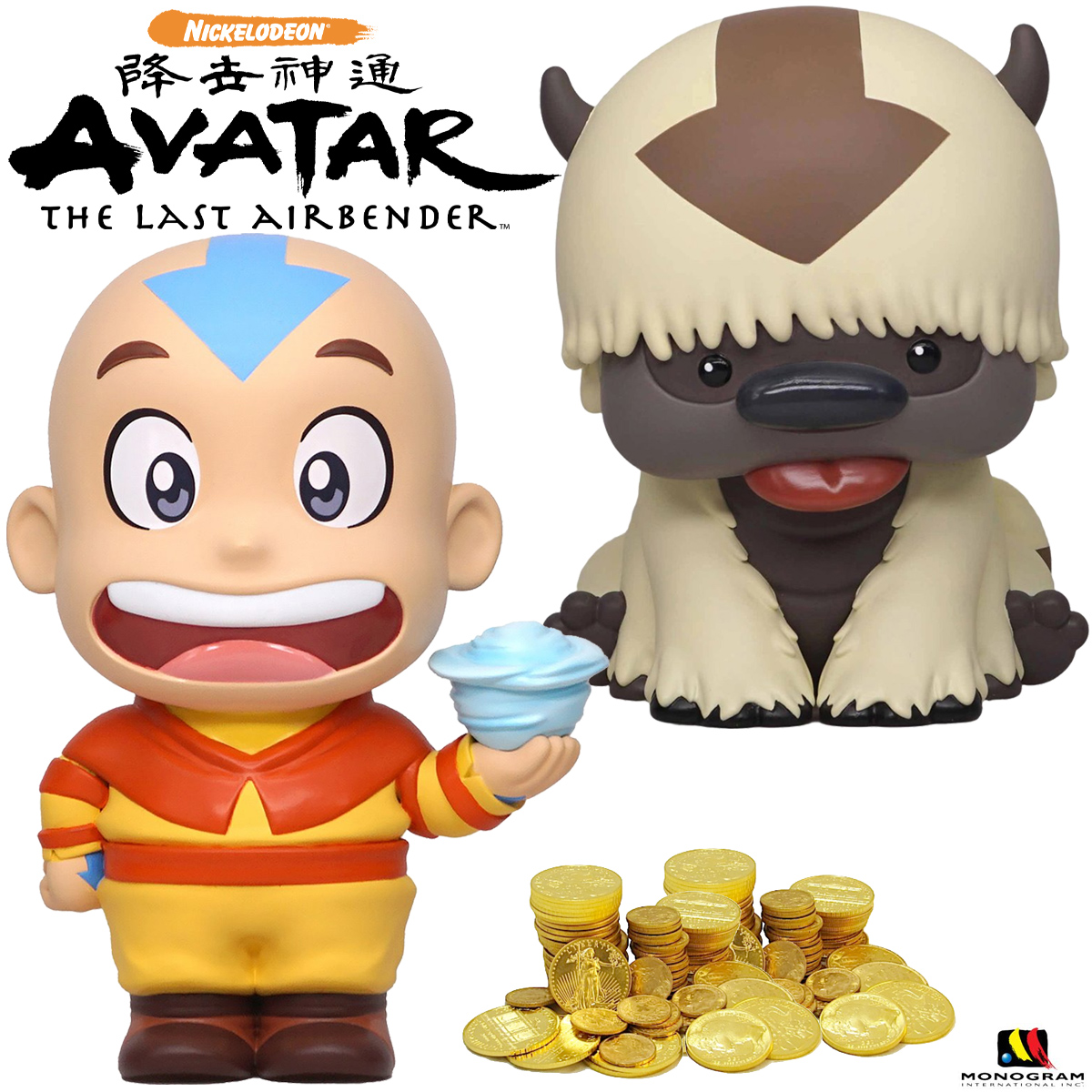 Cofres Avatar: A Lenda de Aang PVC Figural Bank com o Nômade do Ar e o Bisão Voador