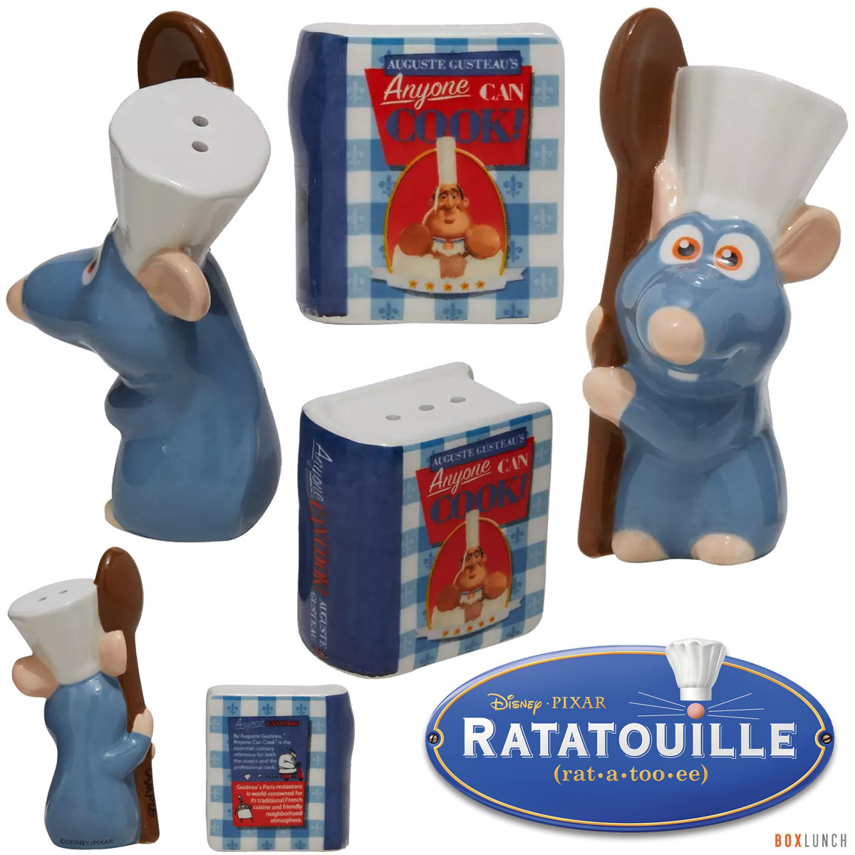 Saleiro e Pimenteiro Ratatouille: Remy e Livro de Receitas do Chef Gusteau