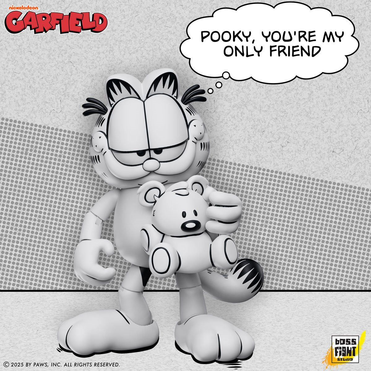 Action Figure Garfield das Tiras em Quadrinhos em Preto e Branco