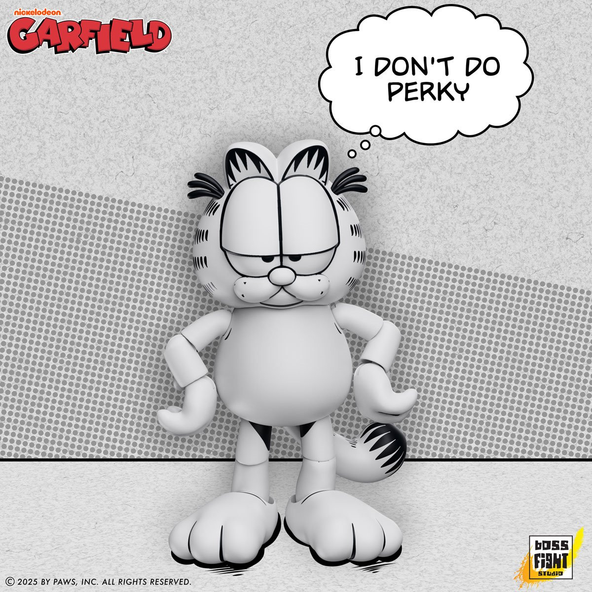 Action Figure Garfield das Tiras em Quadrinhos em Preto e Branco