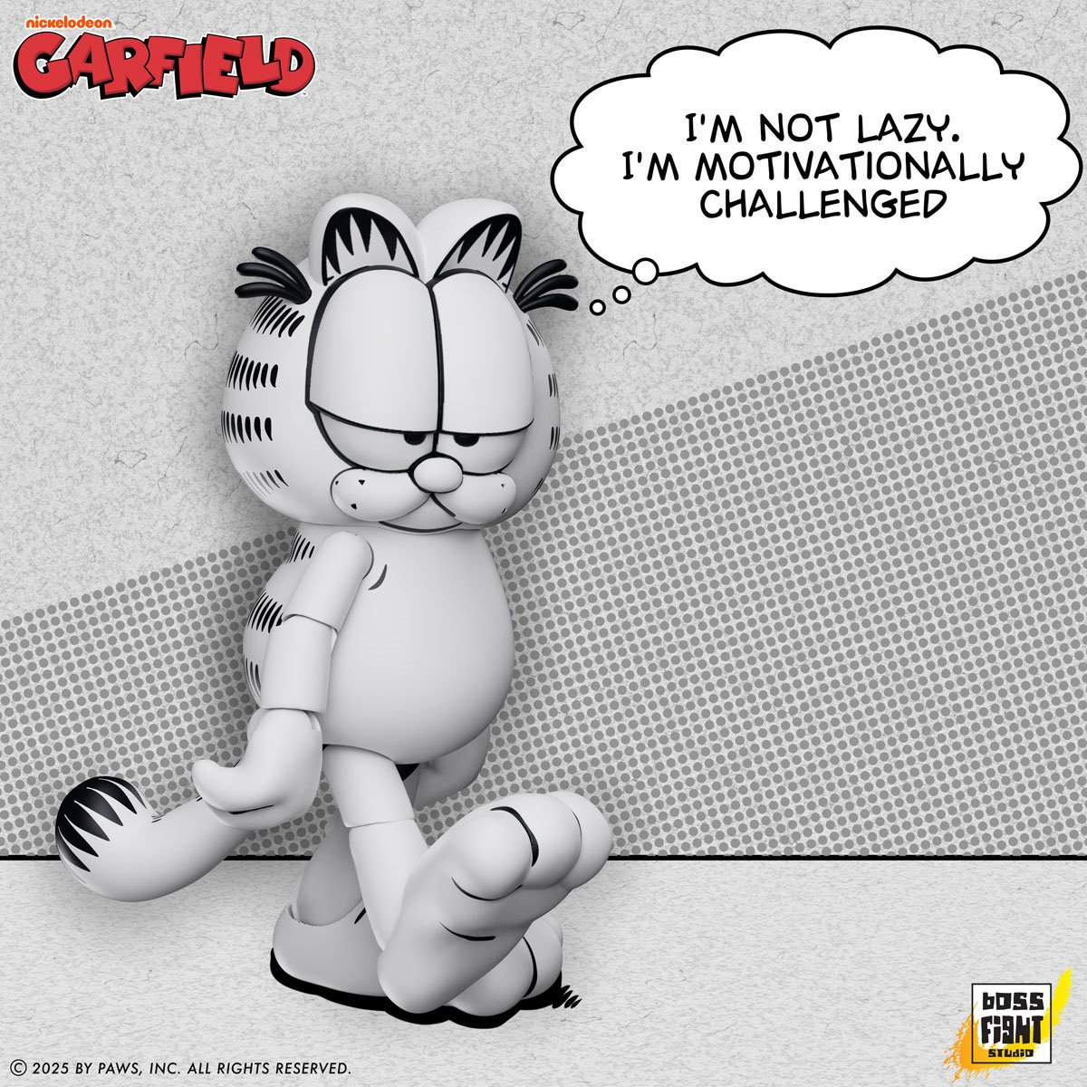 Action Figure Garfield das Tiras em Quadrinhos em Preto e Branco