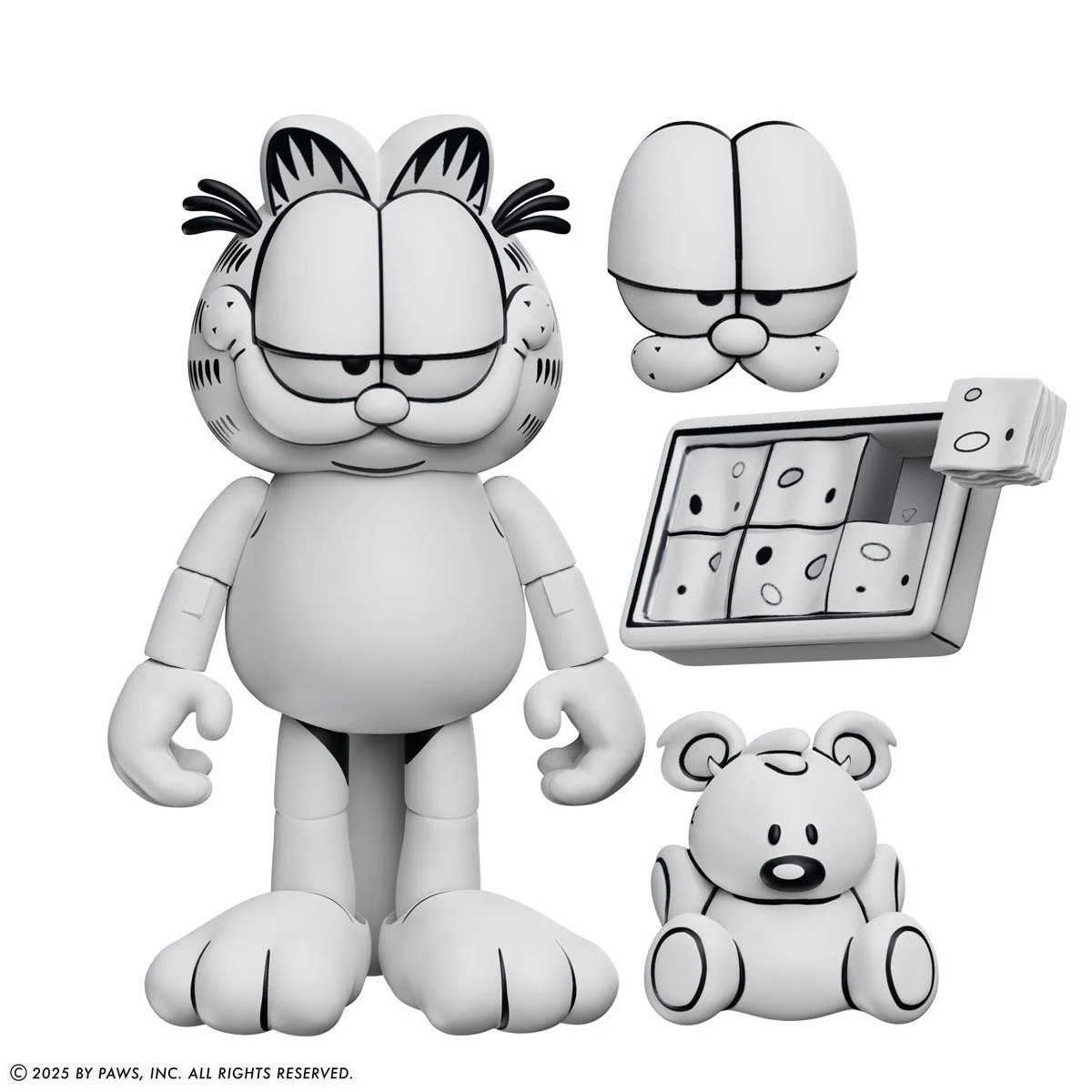 Action Figure Garfield das Tiras em Quadrinhos em Preto e Branco