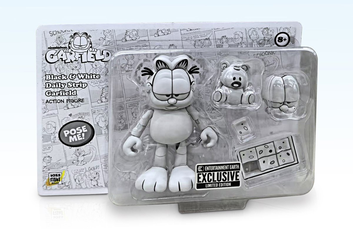 Action Figure Garfield das Tiras em Quadrinhos em Preto e Branco