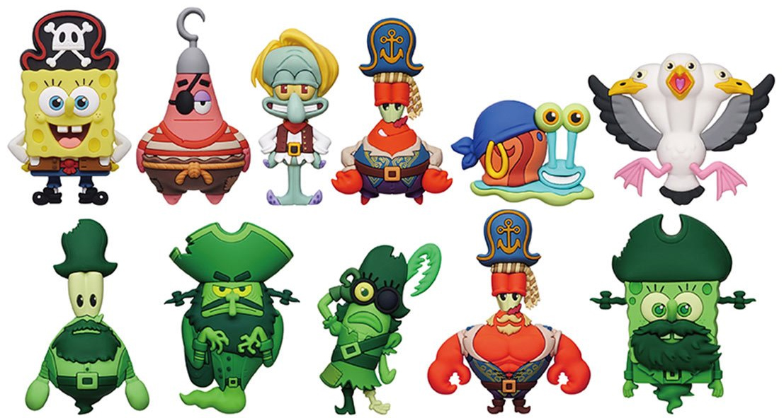 Chaveiros Bob Esponja: Em Busca da Calça Quadrada 3D Figural Bag Clips