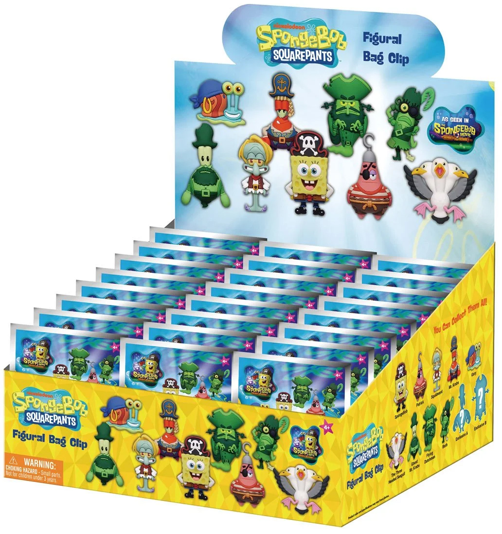 Chaveiros Bob Esponja: Em Busca da Calça Quadrada 3D Figural Bag Clips