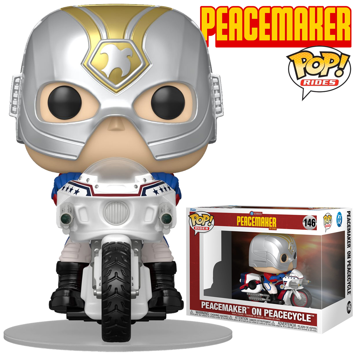 Boneco Pop! Rides Peacemaker na Moto Peacecycle