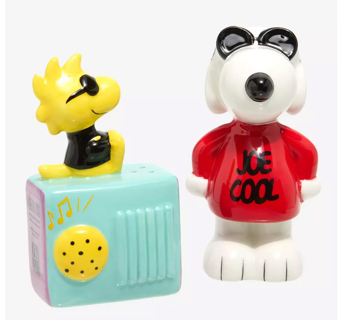 Saleiro e Pimenteiro Peanuts com Joe Cool (Snoopy) e Woodstock