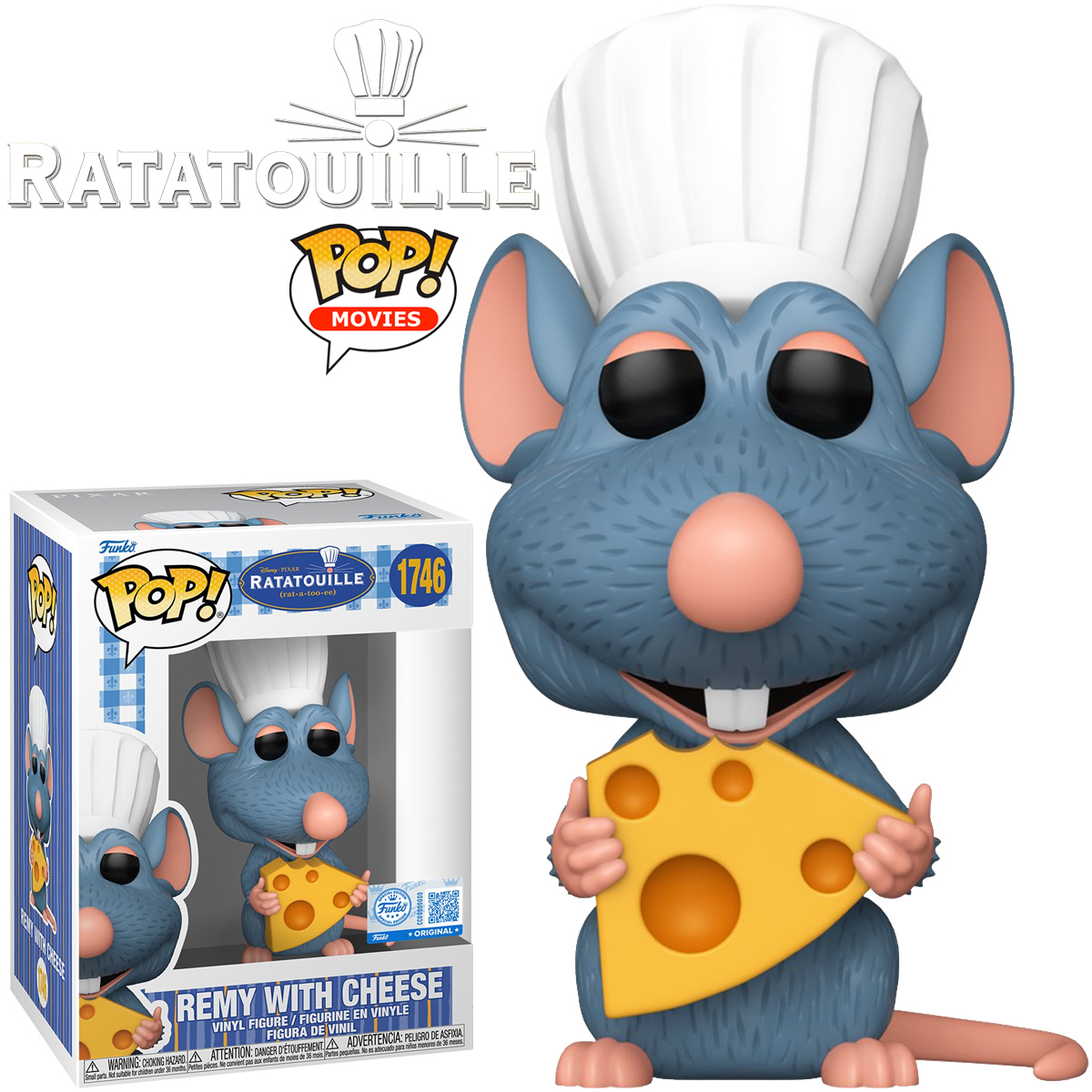 Boneco Pop! Chef Remy com Queijo do Filme Ratatouille (Pixar)