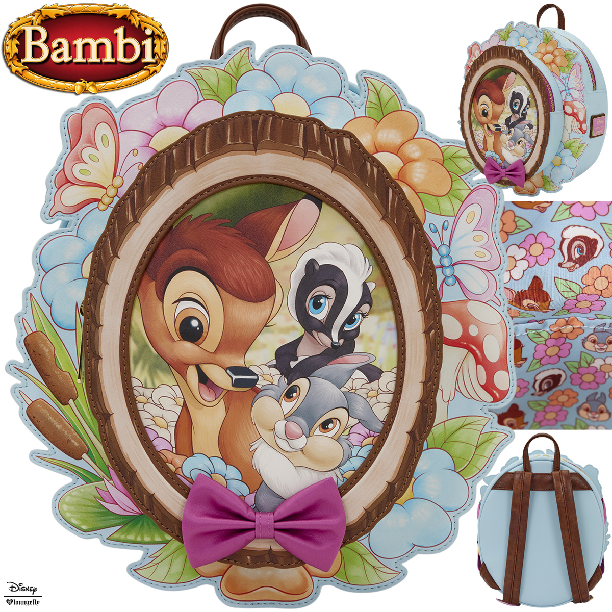 Mini-Mochila Florida com Bambi, Tambor e Flor