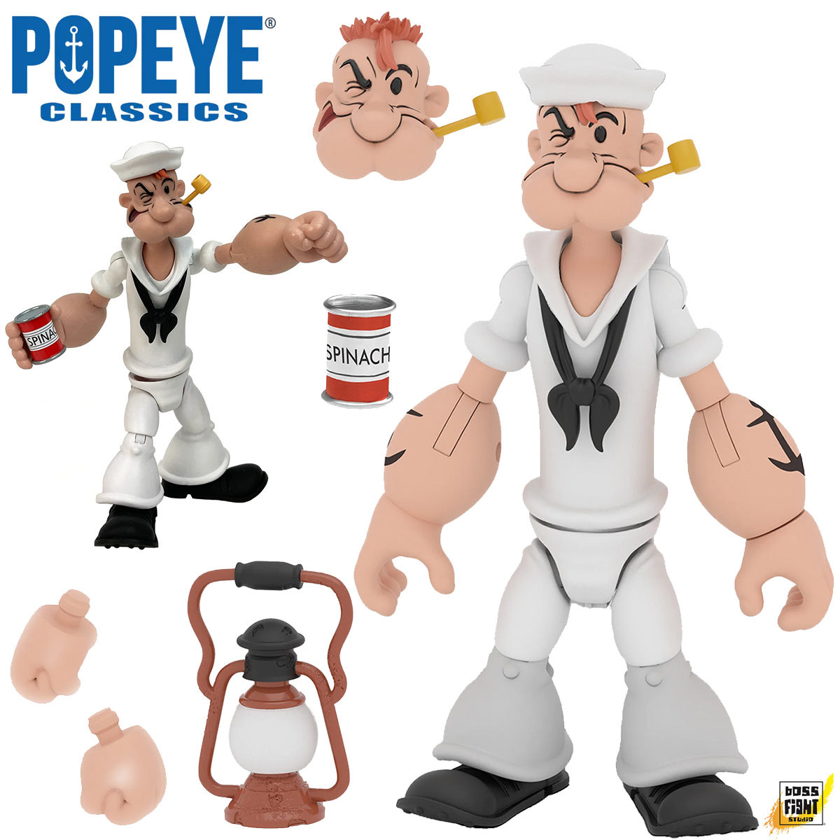 Action Figure Popeye com Uniforme de Marinheiro Branco