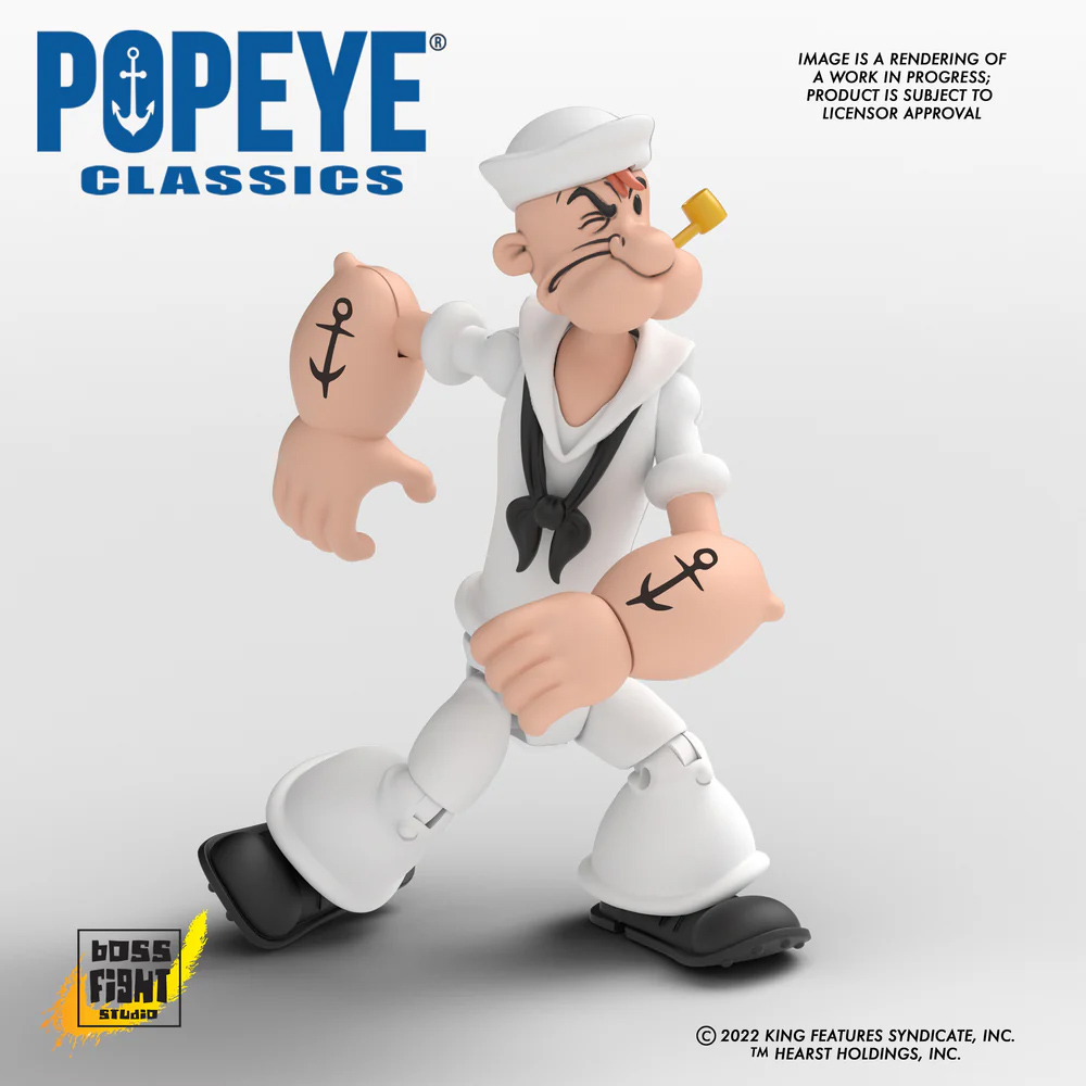 Action Figure Popeye com Uniforme de Marinheiro Branco