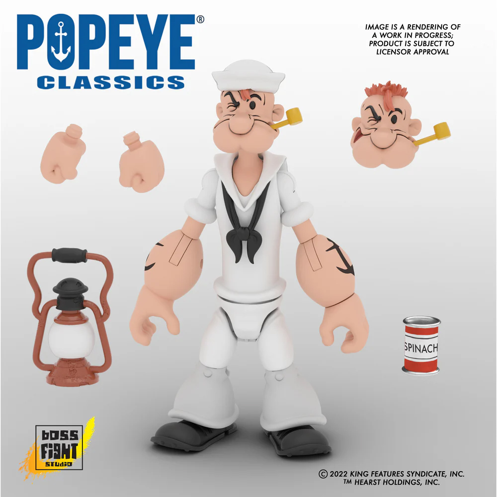 Action Figure Popeye com Uniforme de Marinheiro Branco