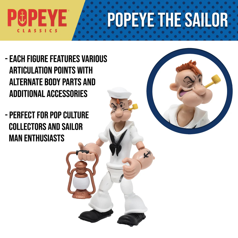 Action Figure Popeye com Uniforme de Marinheiro Branco