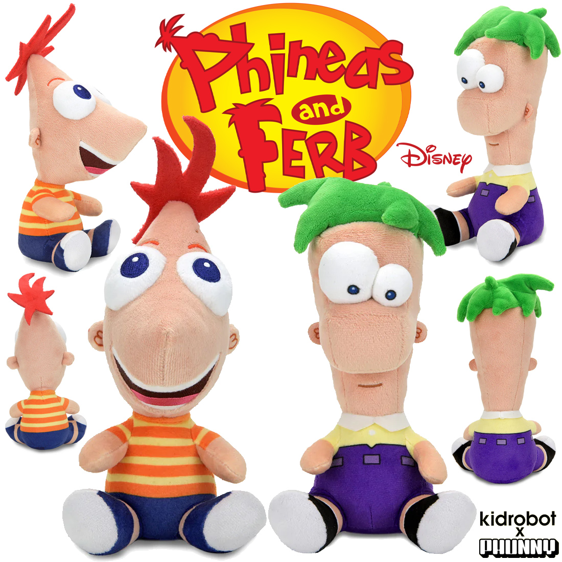 Bonecos de Pelúcia Phineas e Ferb Phunny (Kidrobot)