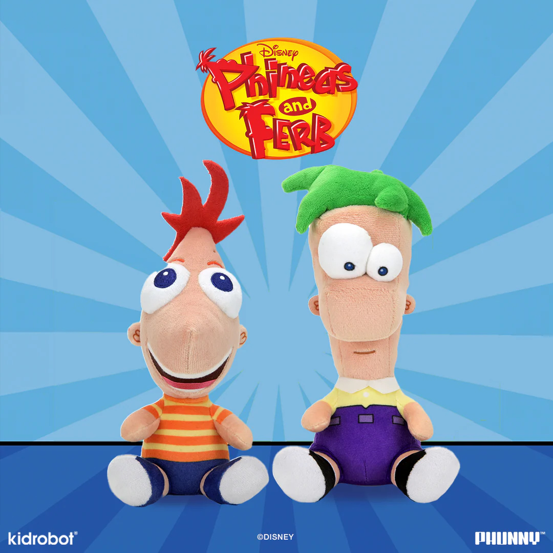 Bonecos de Pelúcia Phineas e Ferb Phunny (Kidrobot)