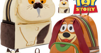 Mini-Mochilas Pixar com o Gato Machiavelli (Luca) e o Cão de Mola Slinky (Toy Story)