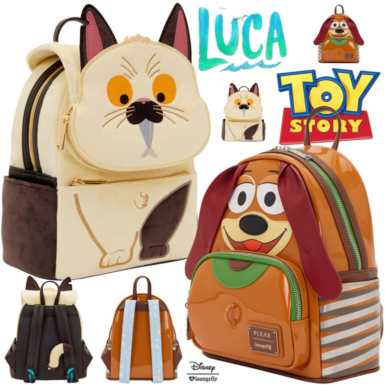 Mini-Mochilas Pixar com o Gato Machiavelli (Luca) e o Cão de Mola ...