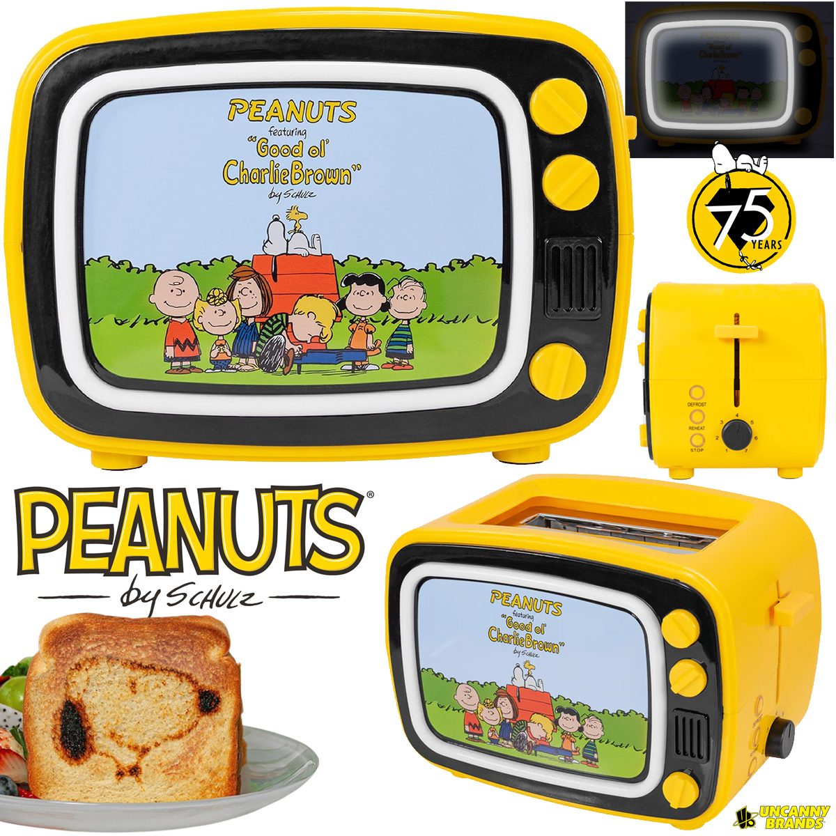 Torradeira Snoopy Peanuts com Forma de TV Retrô