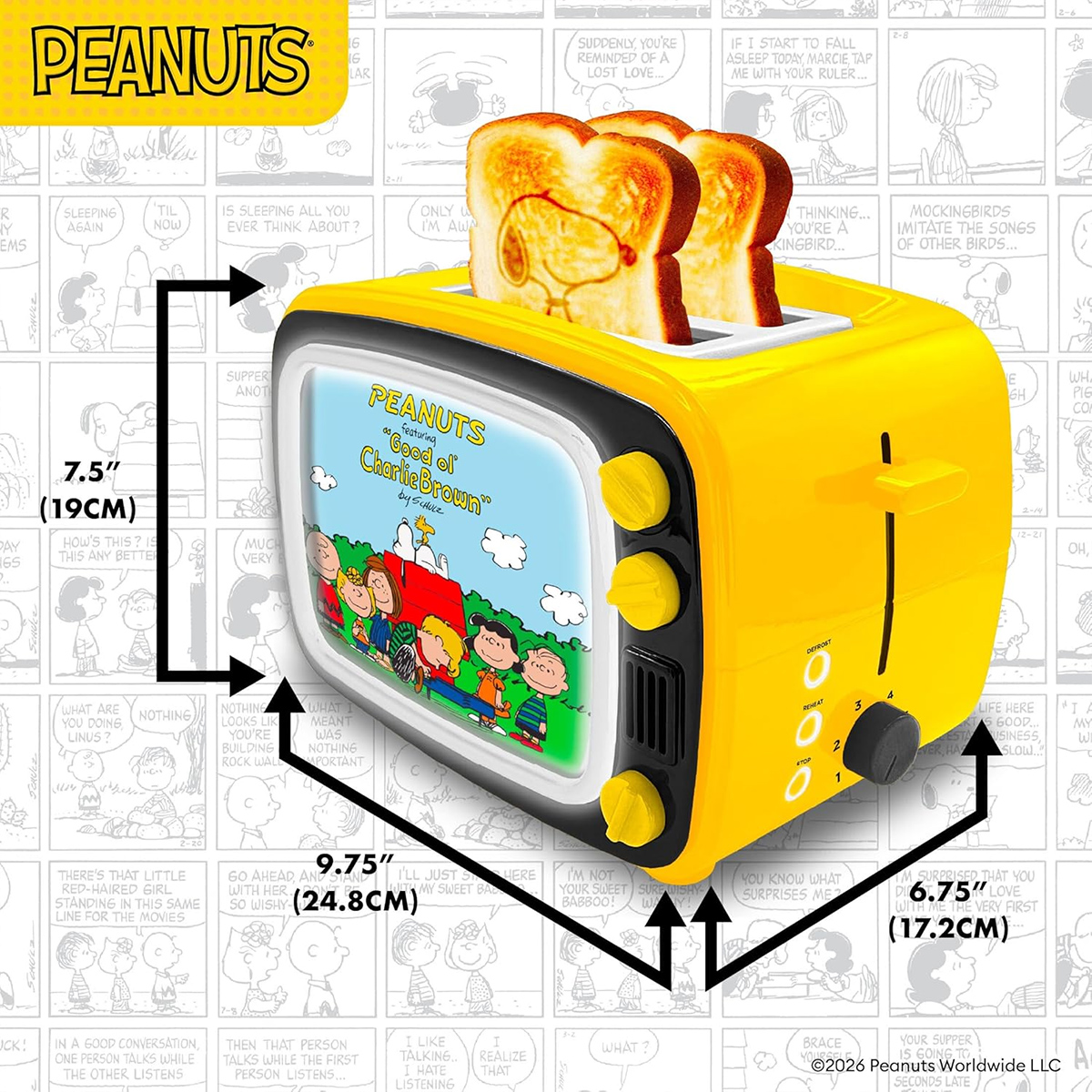 Torradeira Snoopy Peanuts com Forma de TV Retrô