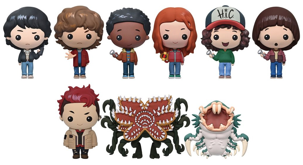 Chaveiros 3D Figural Bag Clips da Série Animada Stranger Things: Tales from '85