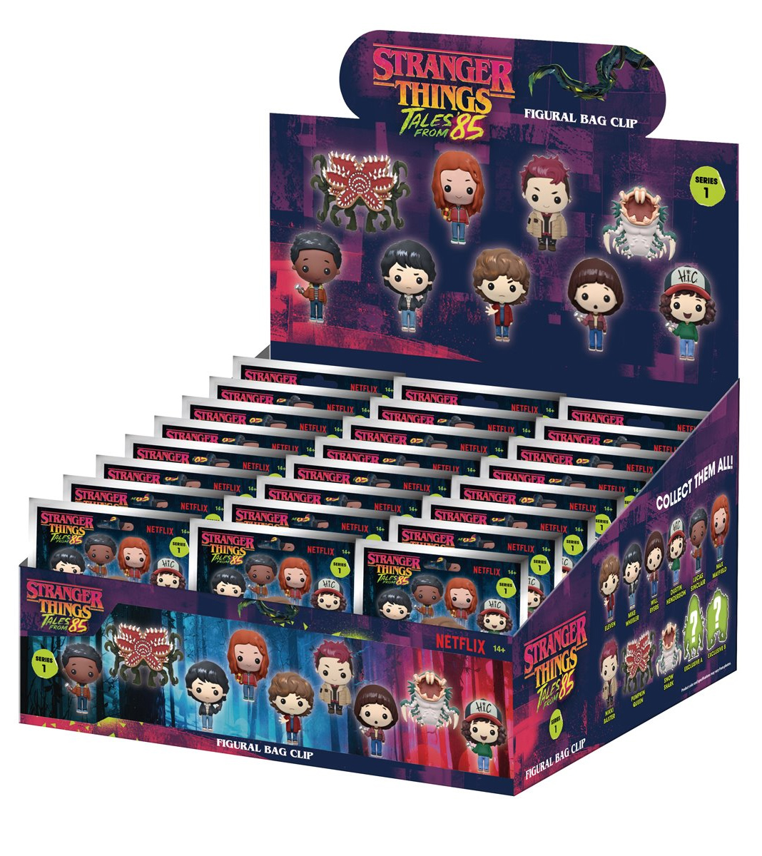 Chaveiros 3D Figural Bag Clips da Série Animada Stranger Things: Tales from '85