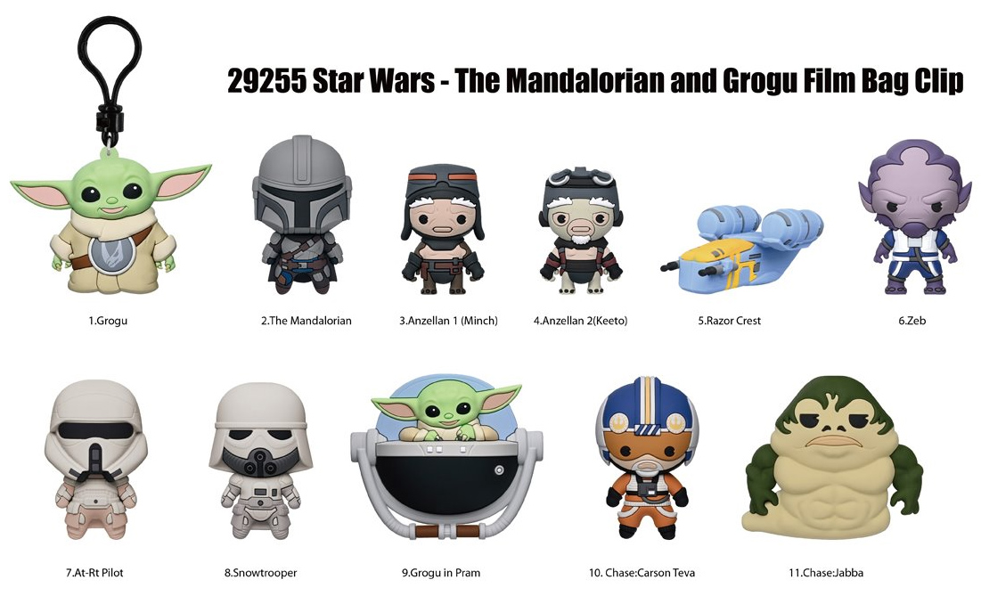 Chaveiros Star Wars O Mandaloriano e Grogu 3D Figural Bag Clips