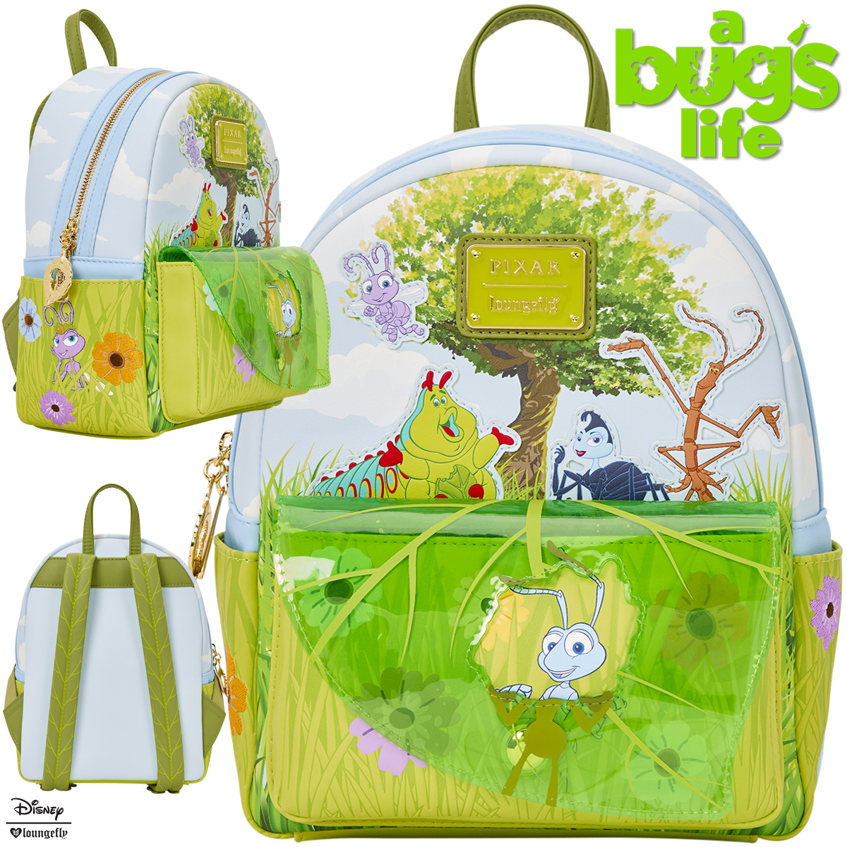 Mini-Mochila Vida de Inseto (A Bug's Life) com a Formiga Flik (Pixar)