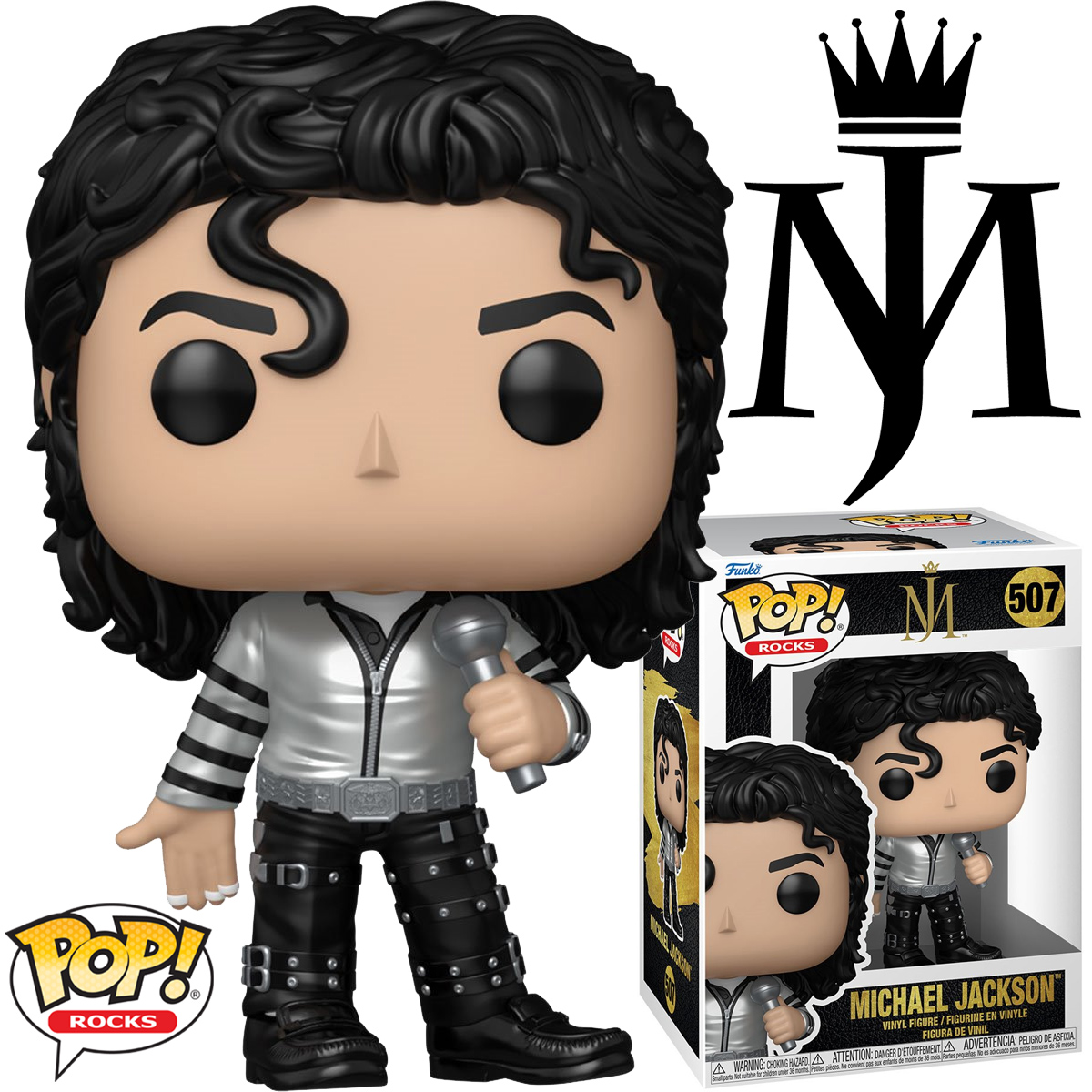 Boneco Pop! Rocks Michael Jackson com Figurino Metálico da “Bad Tour”