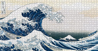 Quebra-Cabeça A Grande Onda de Kanagawa com 1.000 peças (Hokusai)