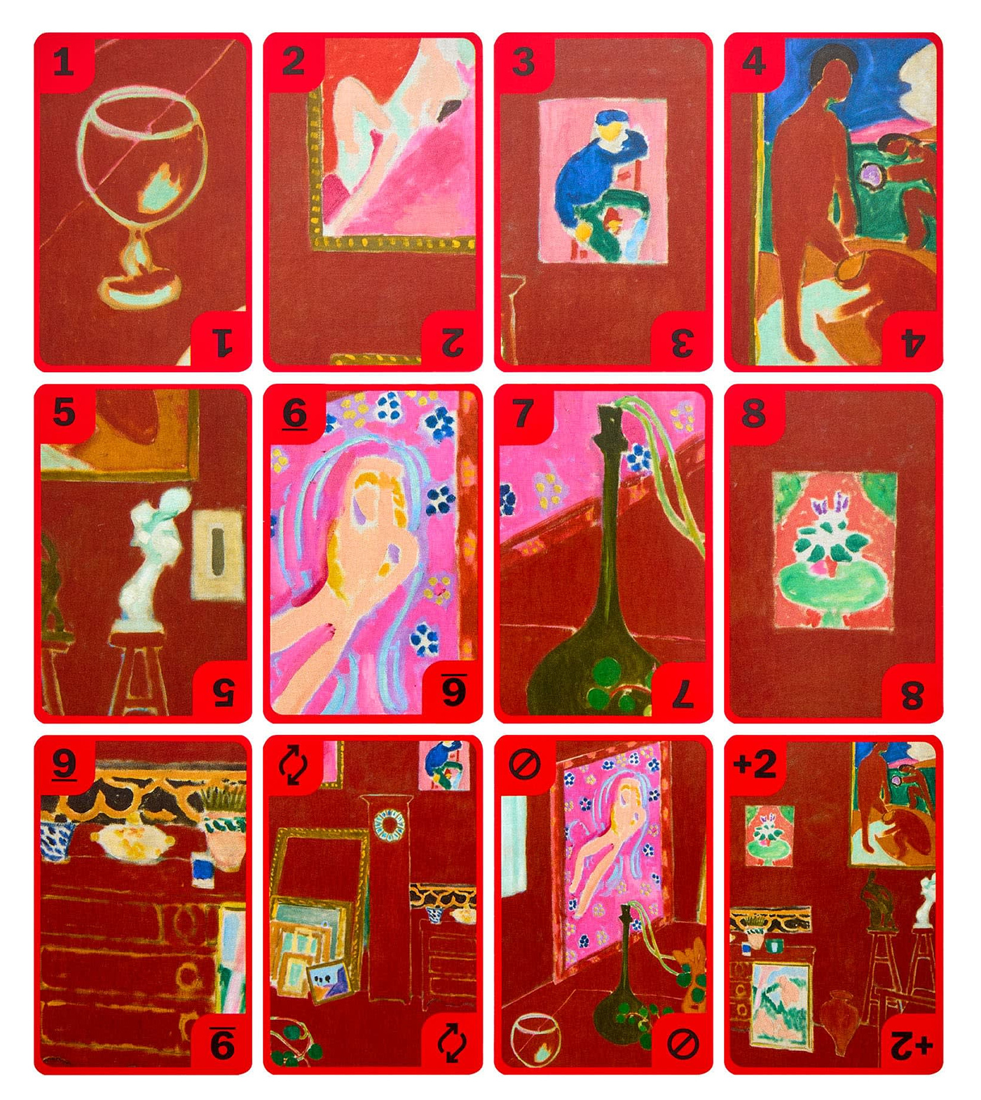 Jogo UNO Canvas x MoMA com Cartas de Matisse, Mondrian, Van Gogh e Monet