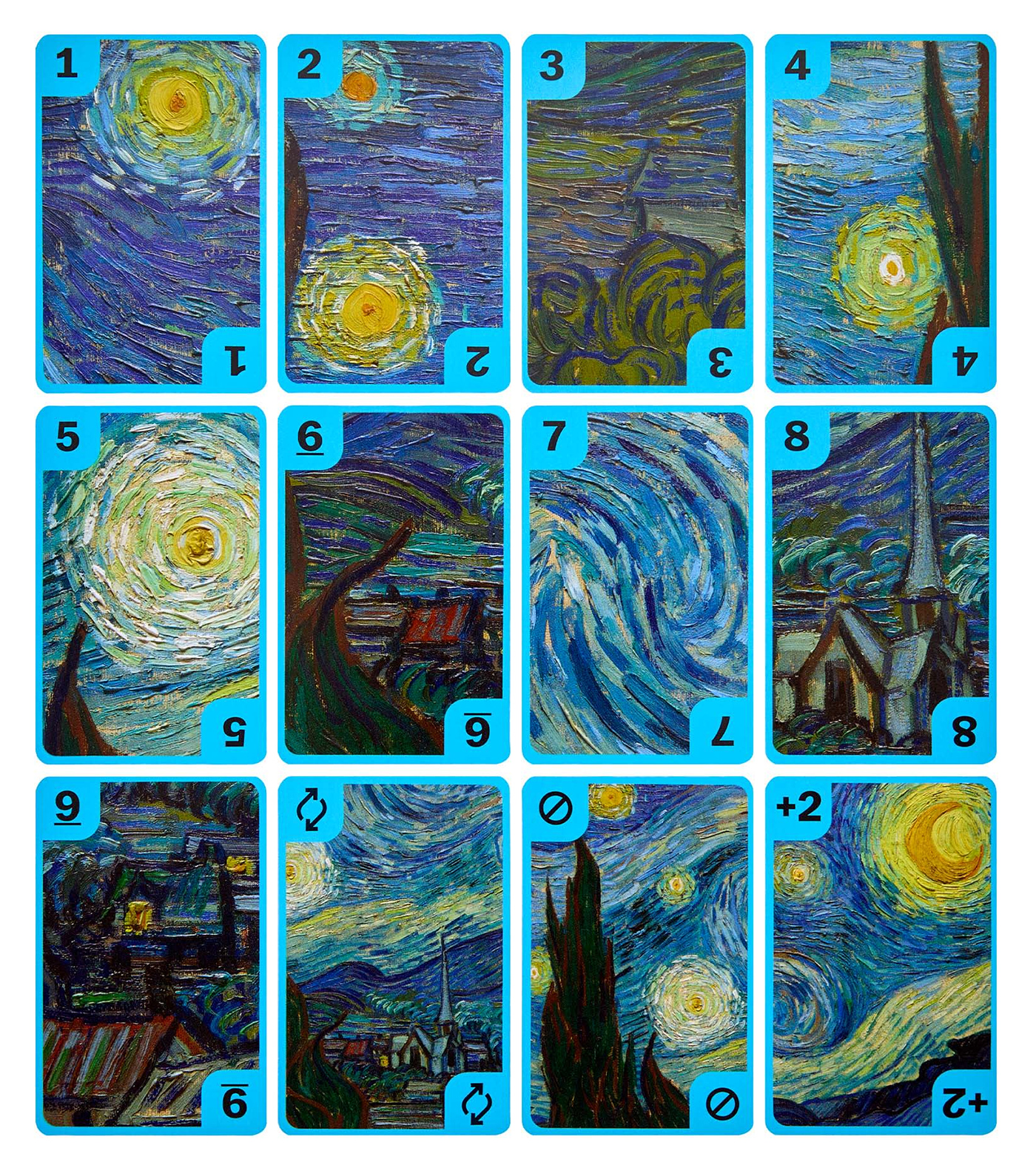 Jogo UNO Canvas x MoMA com Cartas de Matisse, Mondrian, Van Gogh e Monet