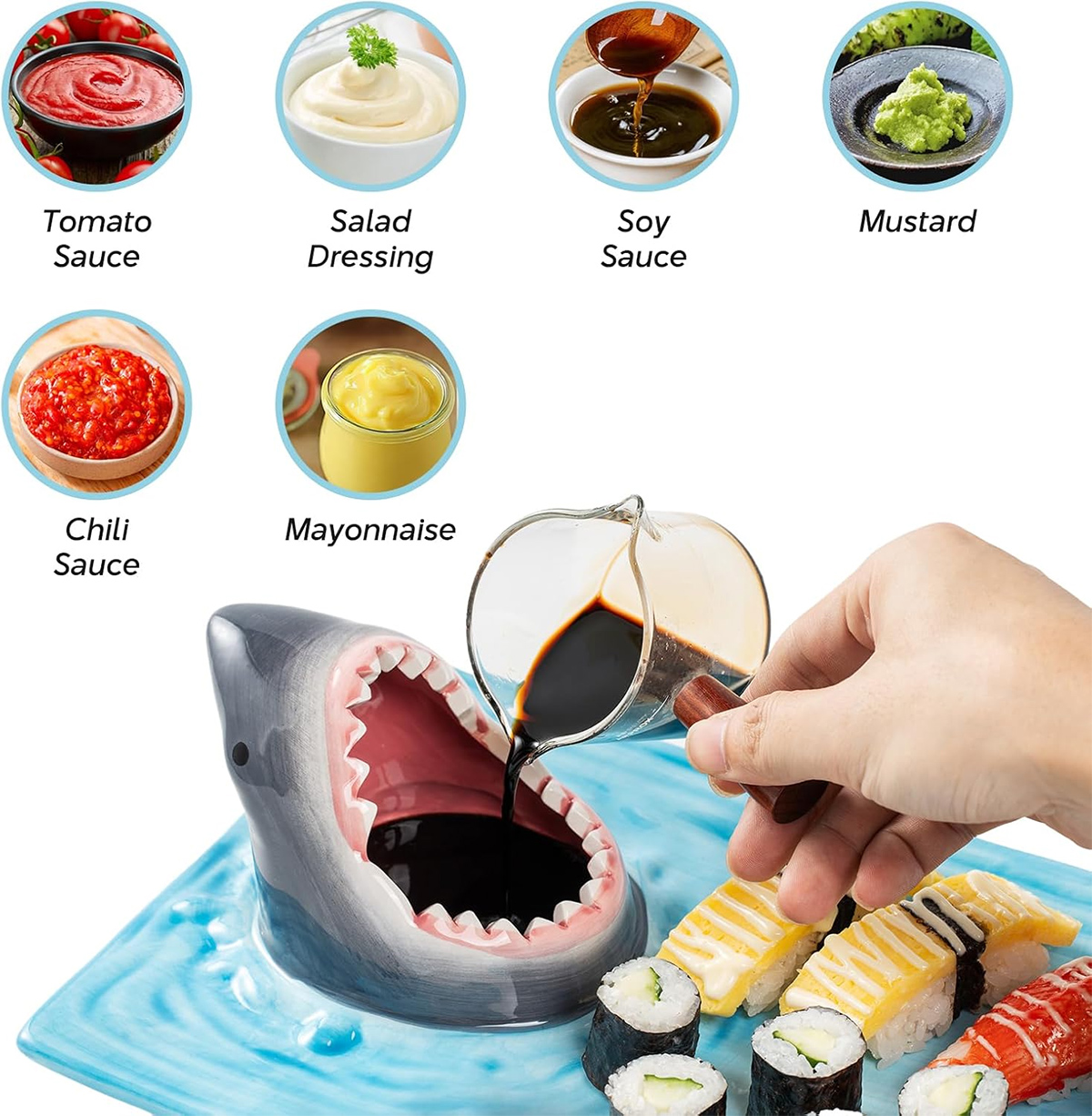 Prato de Sushi Tubarão (Shark) 3-em-1
