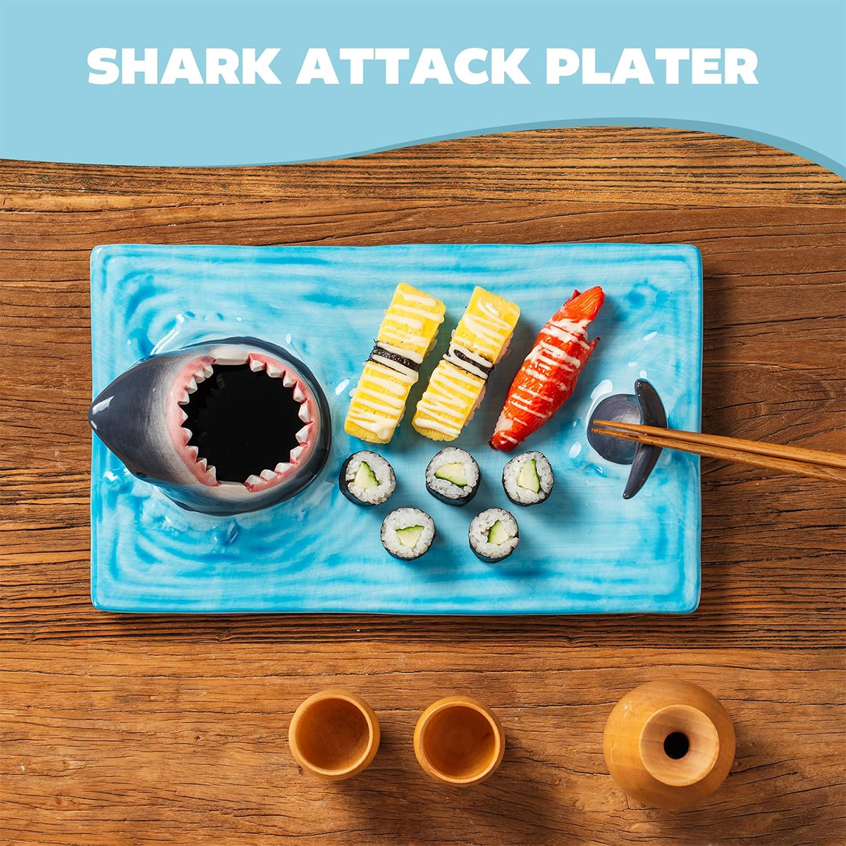 Prato de Sushi Tubarão (Shark) 3-em-1