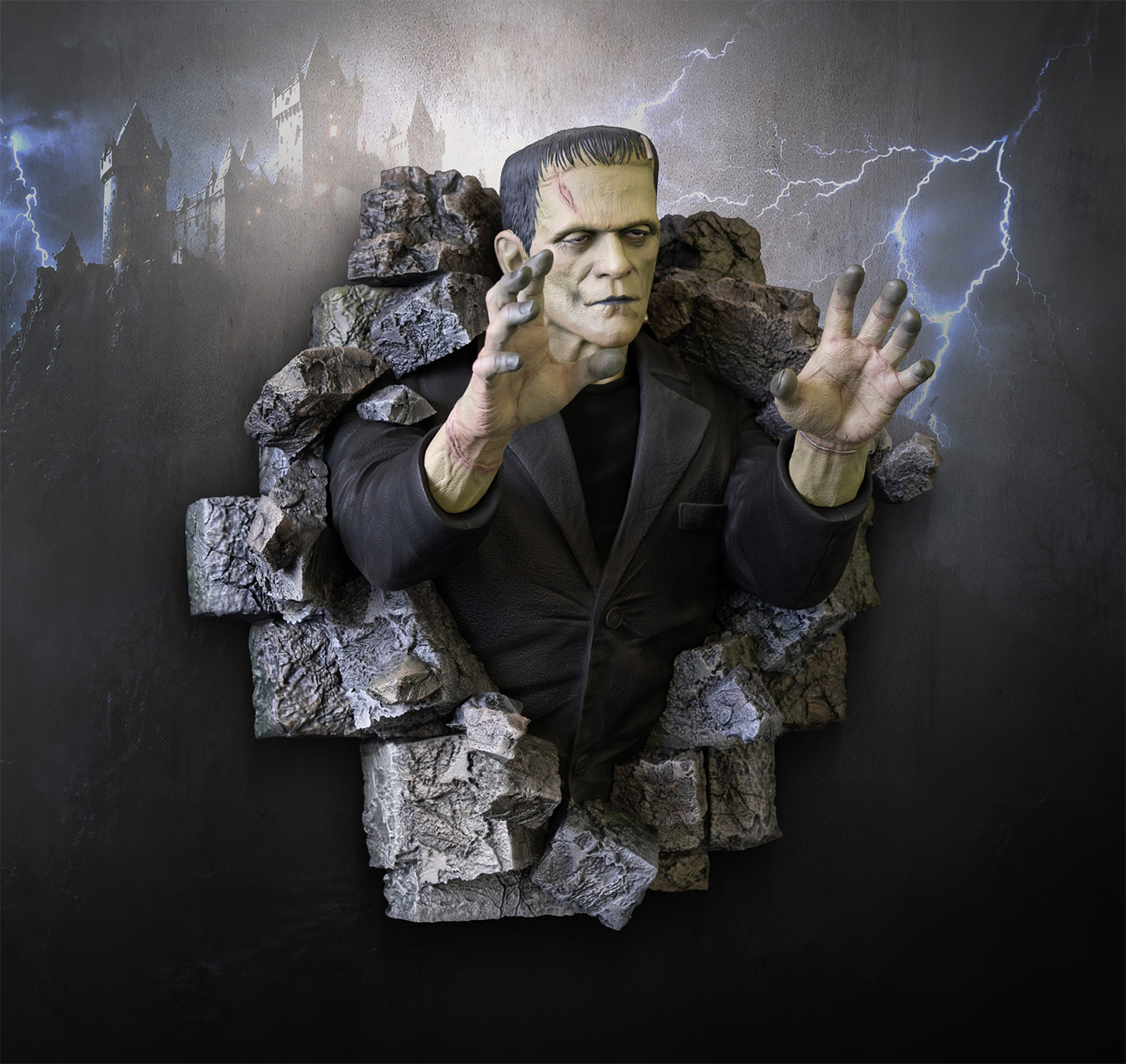 Escultura de Parede Frankenstein (Boris Karloff) em Tamanho Real