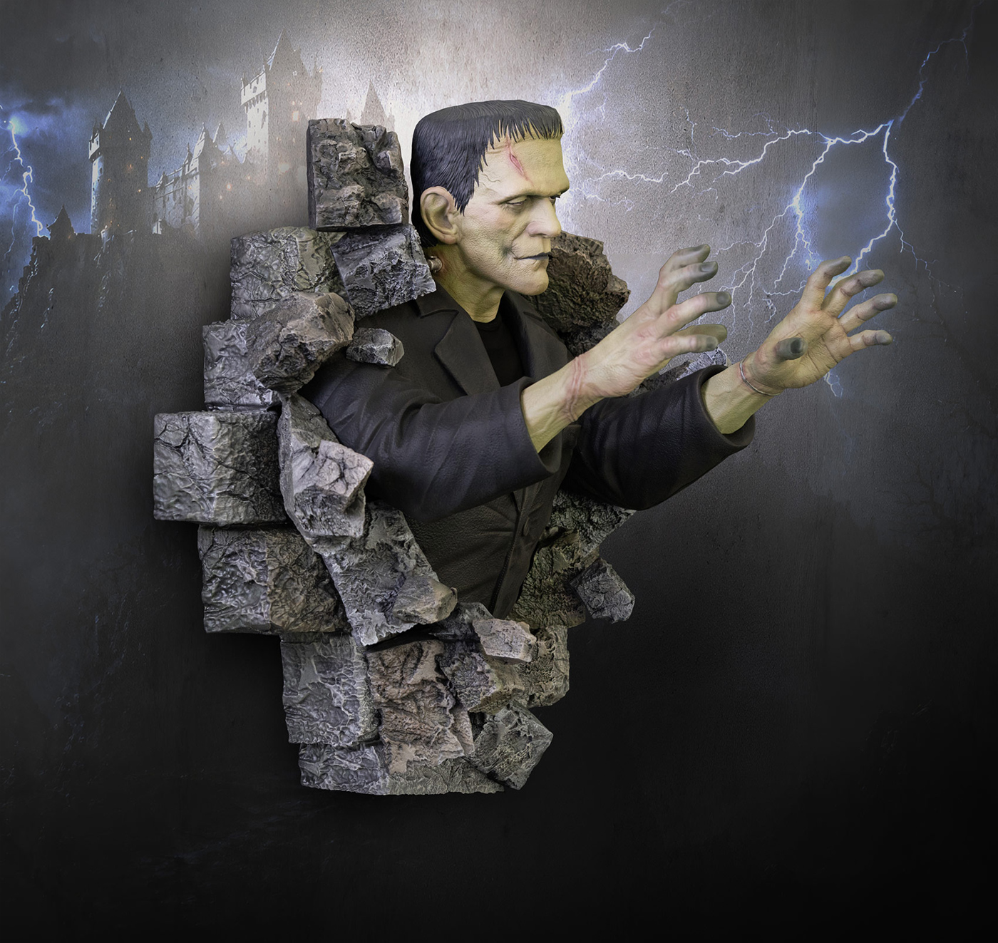 Escultura de Parede Frankenstein (Boris Karloff) em Tamanho Real