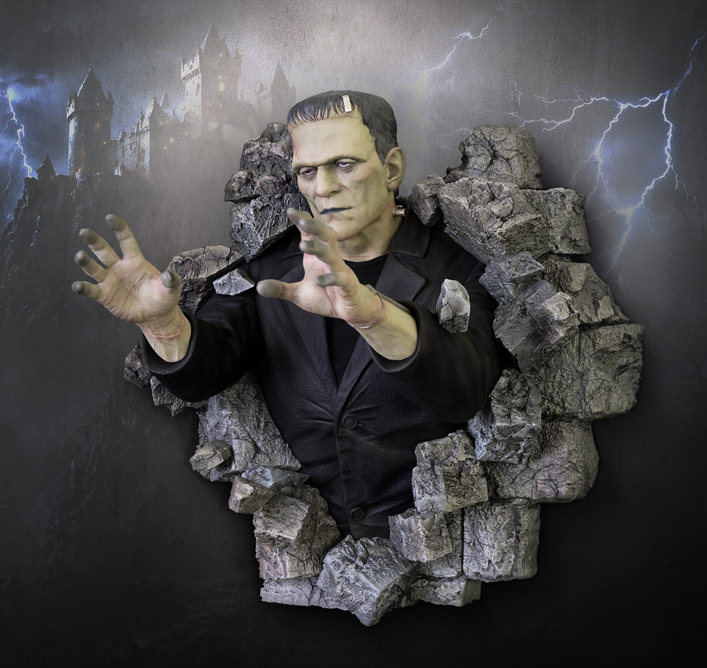 Escultura de Parede Frankenstein (Boris Karloff) em Tamanho Real