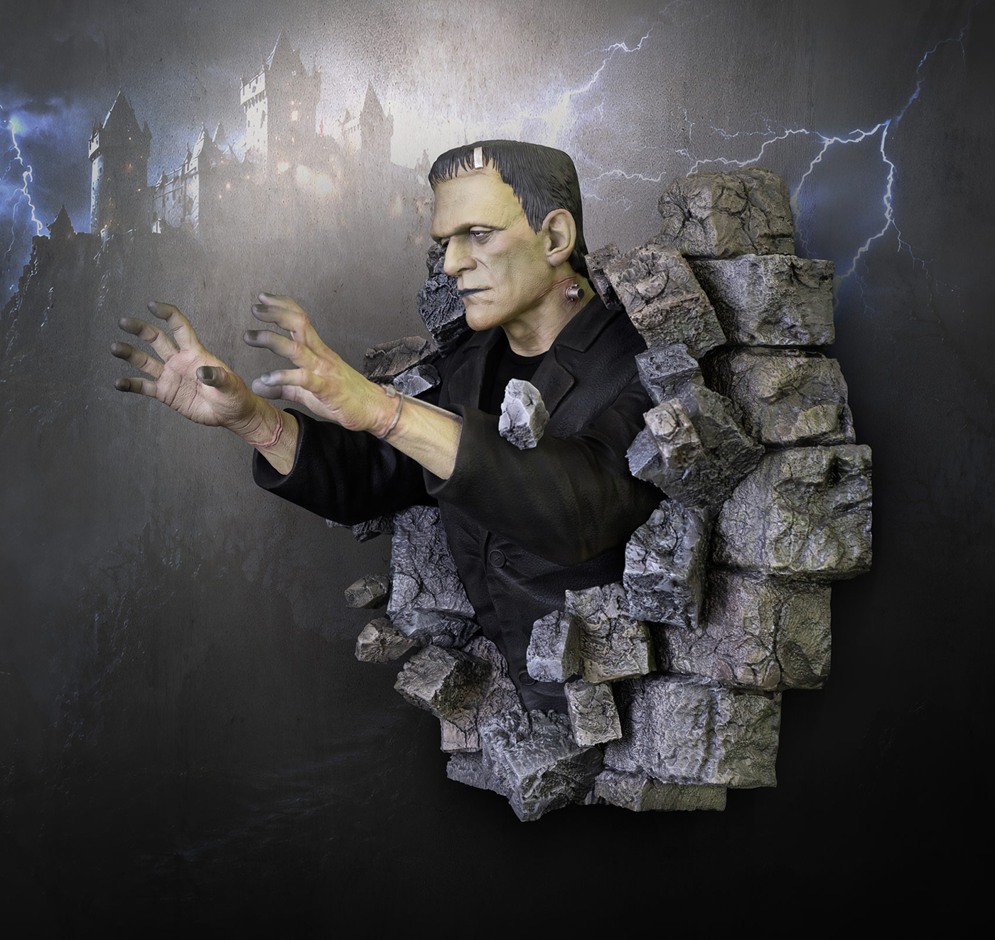 Escultura de Parede Frankenstein (Boris Karloff) em Tamanho Real