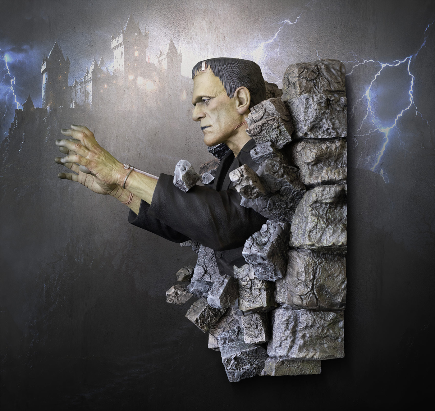 Escultura de Parede Frankenstein (Boris Karloff) em Tamanho Real