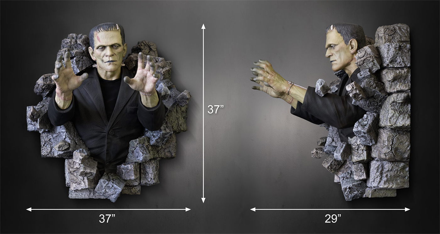 Escultura de Parede Frankenstein (Boris Karloff) em Tamanho Real
