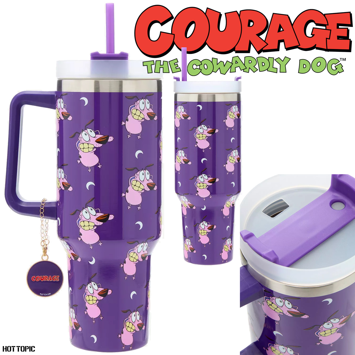 Caneca de Viagem Térmica Coragem, o Cão Covarde (Aço Inoxidável)