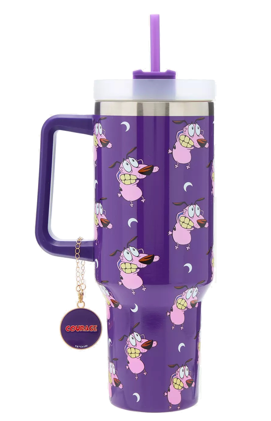 Caneca de Viagem Térmica Coragem, o Cão Covarde (Aço Inoxidável)