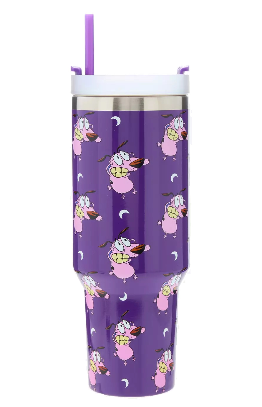Caneca de Viagem Térmica Coragem, o Cão Covarde (Aço Inoxidável)