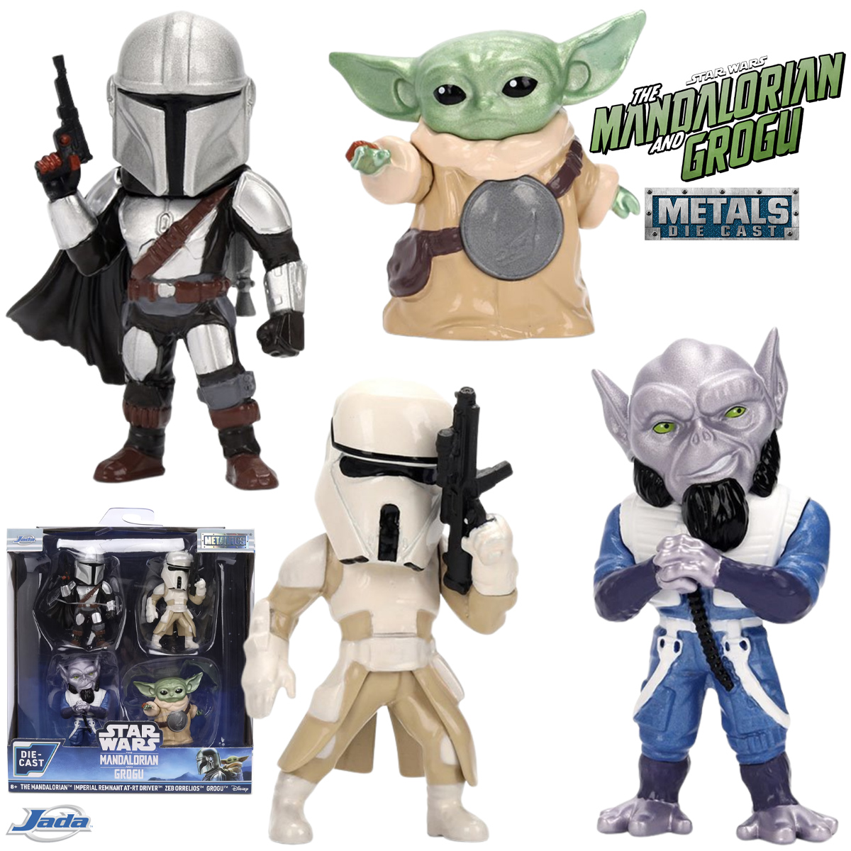 Mini-Figuras MetalFigs Star Wars: O Mandaloriano e Grogu de Metal Fundido
