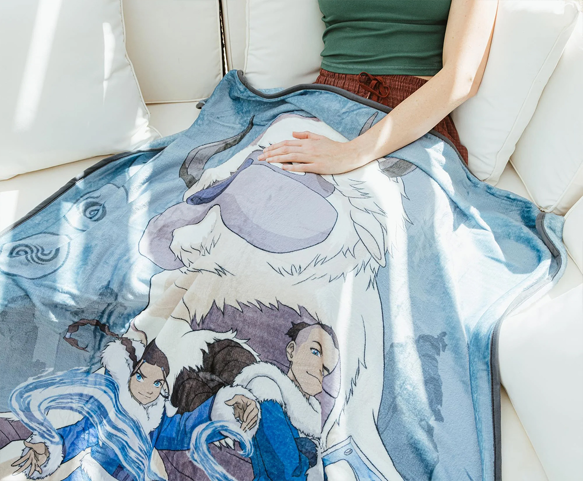 Cobertor de Lance Equipe Avatar com Aang, Katara, Sokka e Appa