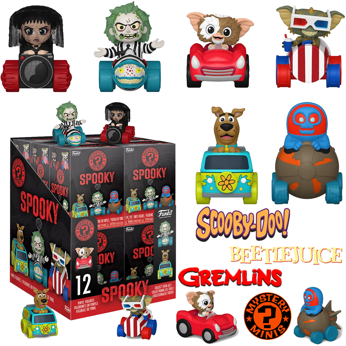 Mystery Minis Warner Bros. Spooky Rides com Beetlejuice, Gremlins e Scooby Doo