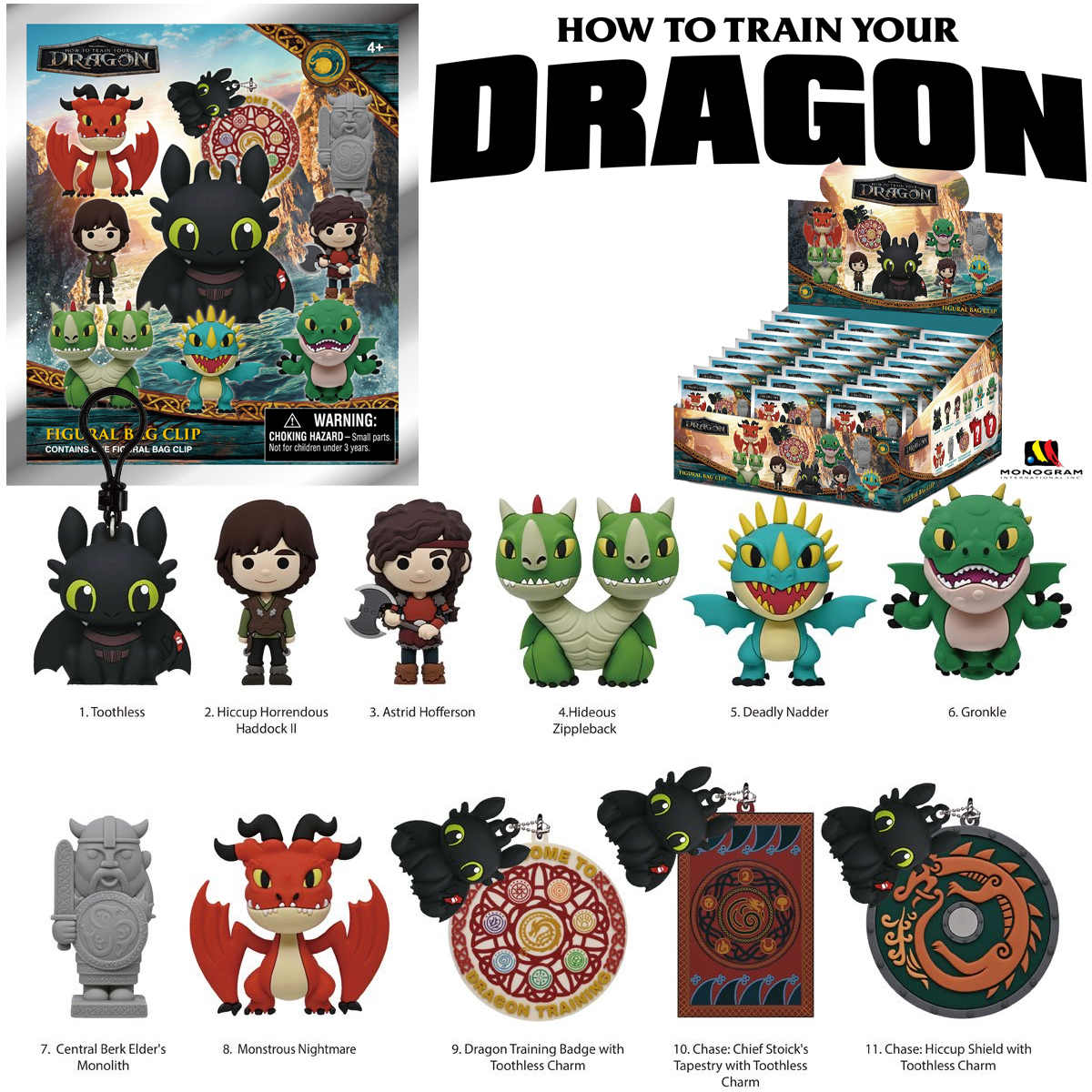Chaveiros Como Treinar Seu Dragão 3D Figural Bag Clips Série 2