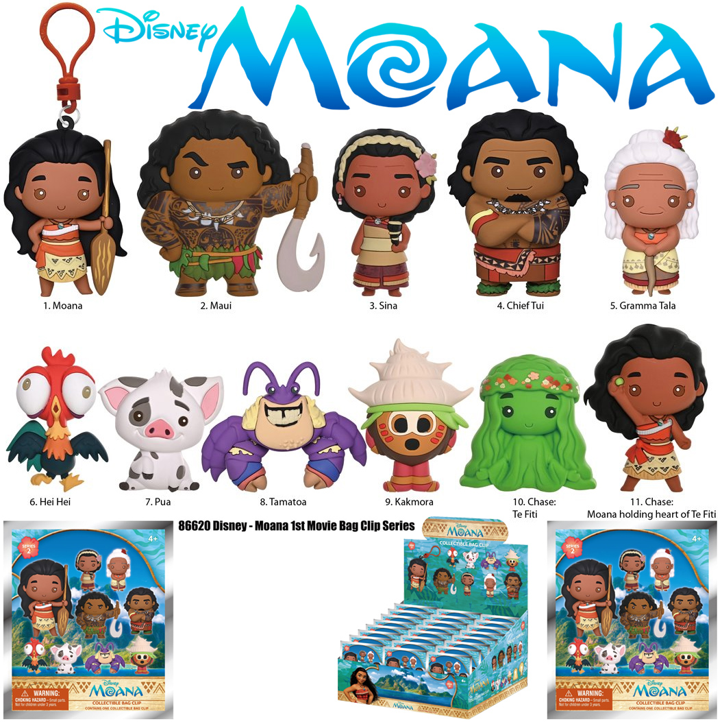Chaveiros Moana (2016) 3D Figural Bag Clips