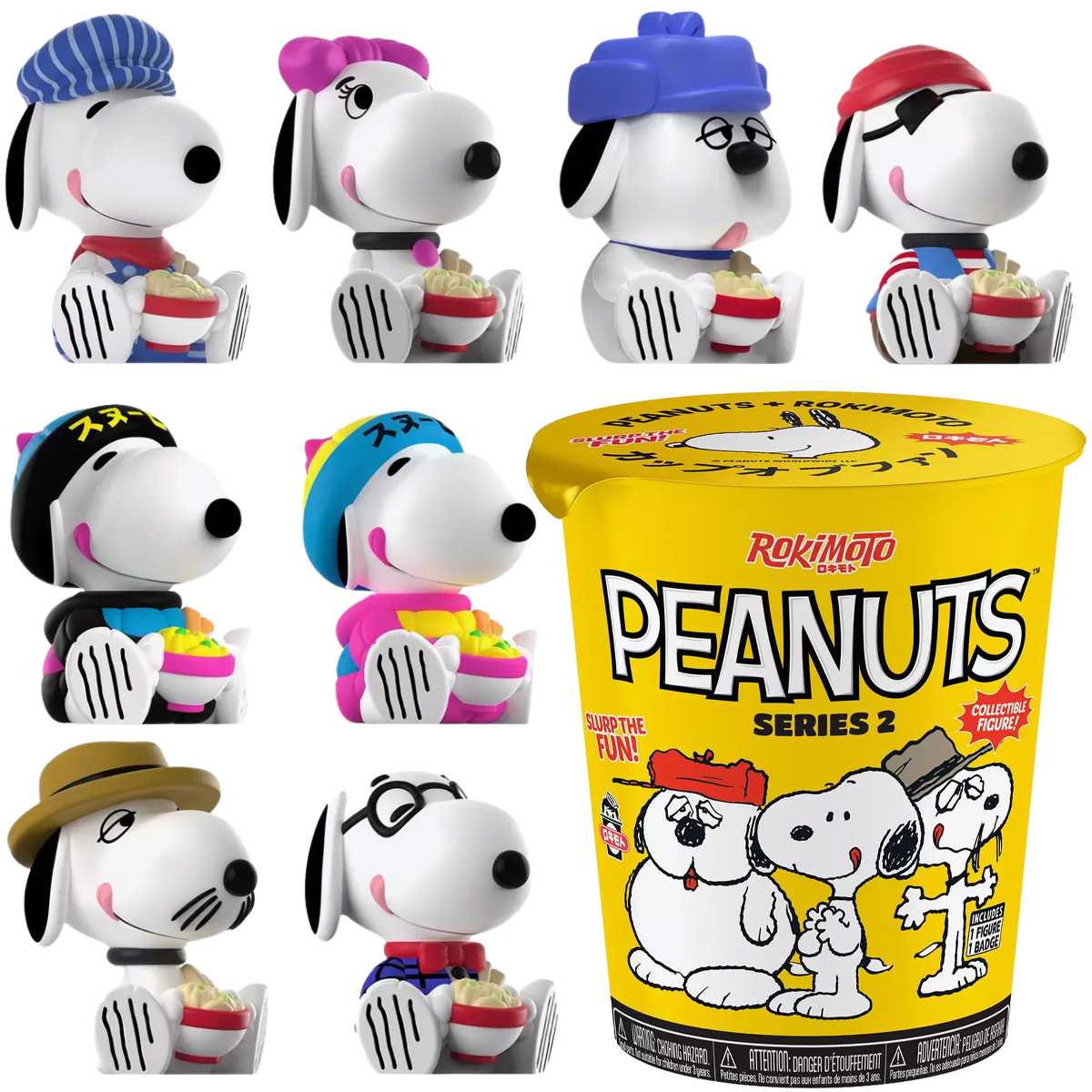 Mini-Figuras Snoopy e Amigos em Copos “Cup Noodles Rokimoto” (Série 2)